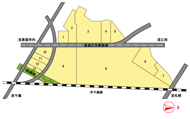 島松工業団地の区画図